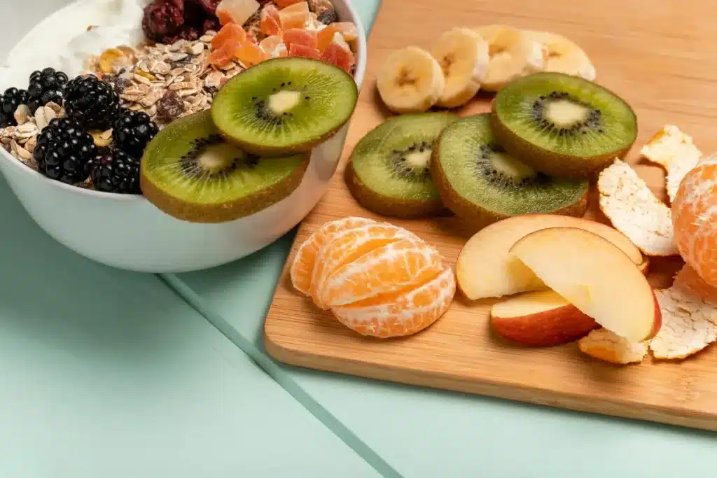 fruta y snacks saludables